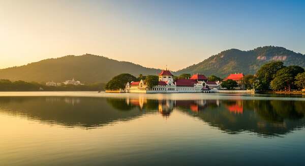 The Temple of the Tooth and Kandy Lake